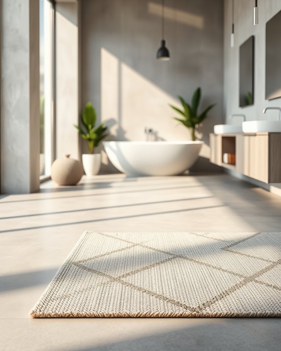 area rugs enhance concrete floors