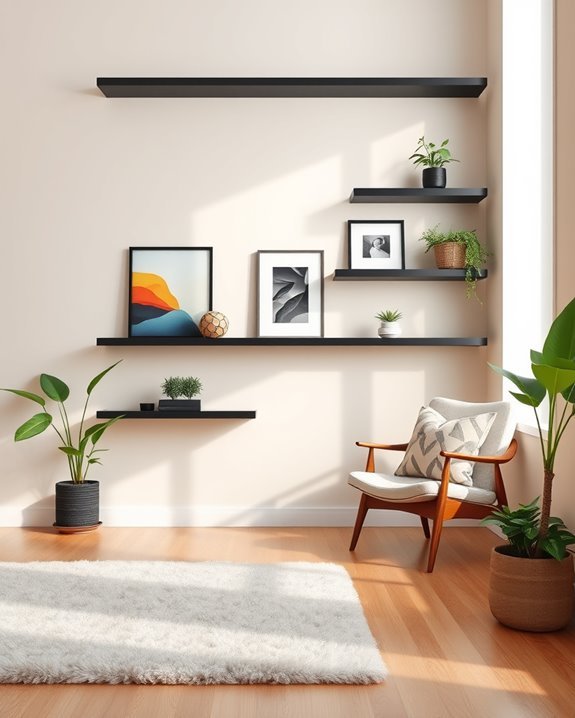 artful black shelf display