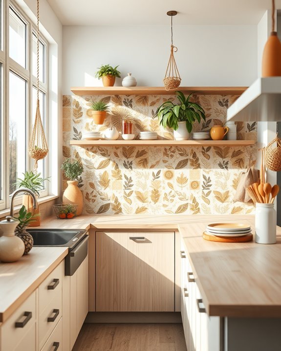 artistic boho kitchen backsplash