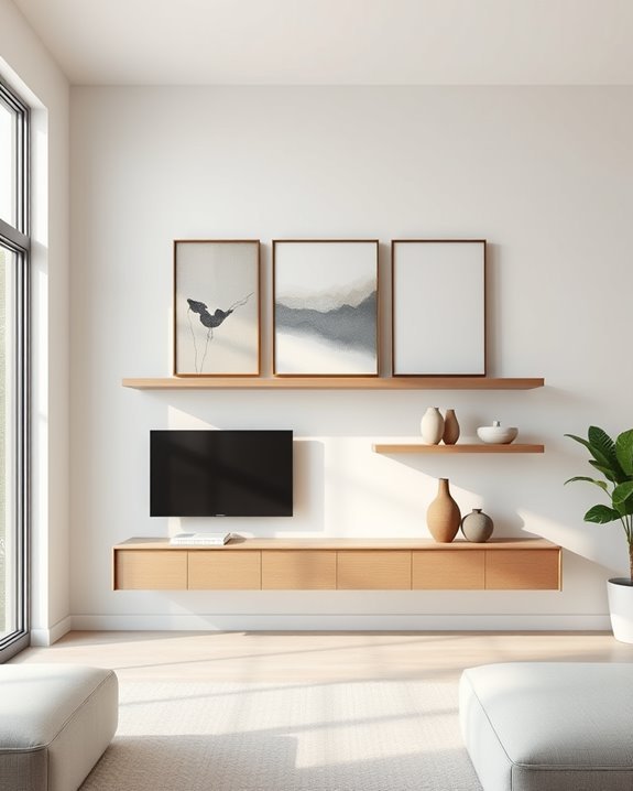 artistic floating cabinet display