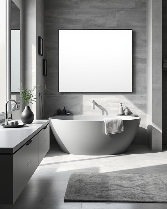 artistic grey bathroom decor