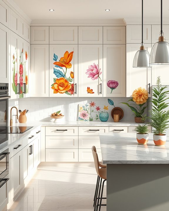 artistic murals enhance cabinets