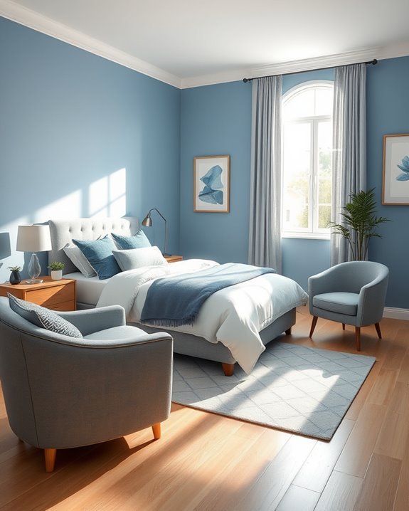 blue gray bedroom elegance