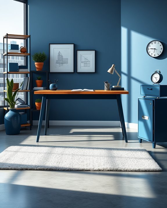 blue industrial workspace accents