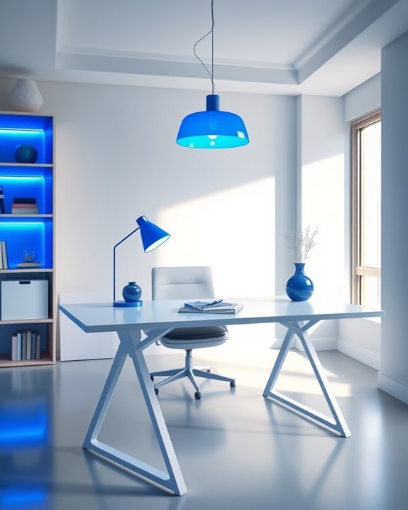 blue led lighting fixtures
