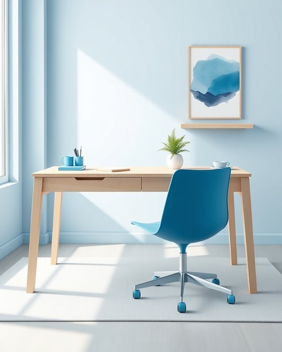 blue minimalist workspace design