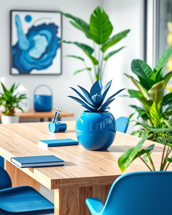 blue plants enhance workspace