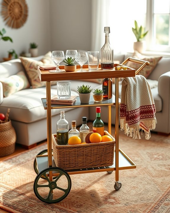 bohemian bar cart essentials