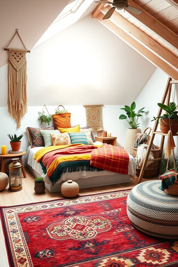 bohemian textile layering decor