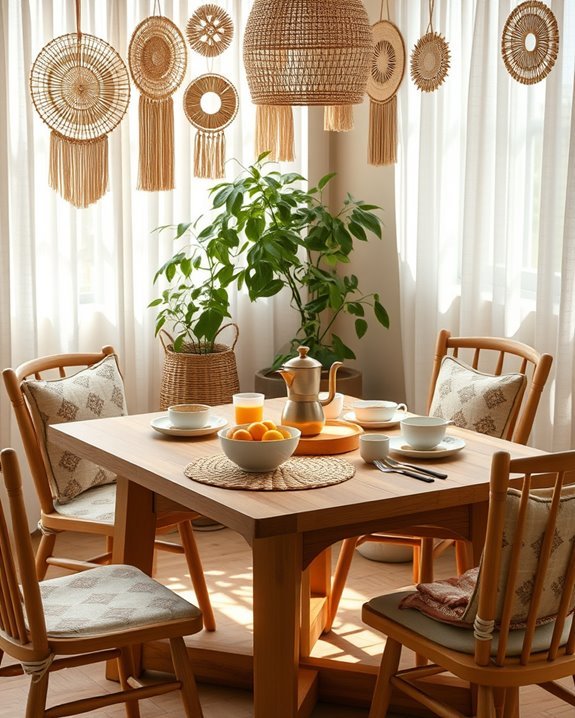 boho chic breakfast area decor