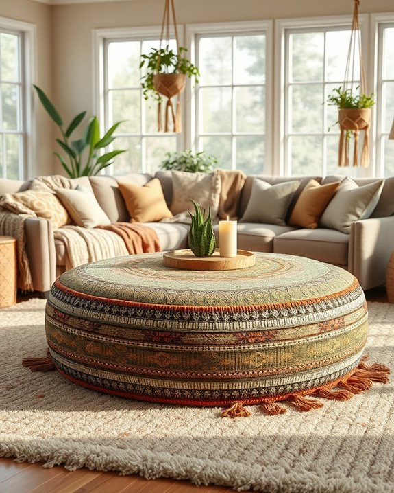 boho chic textured ottoman addition