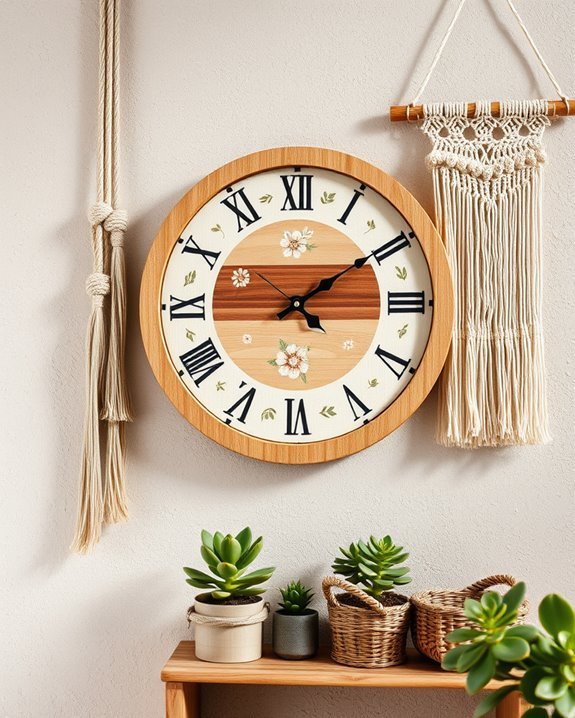 boho wall clock decor