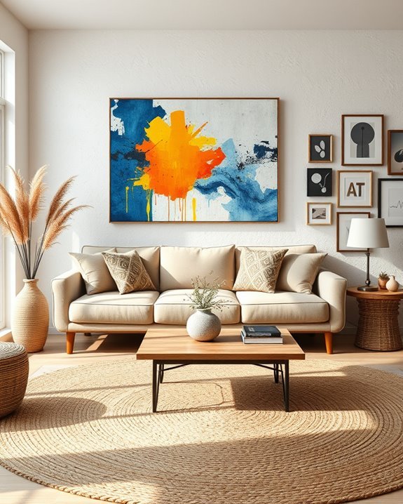 bold artwork enhances decor
