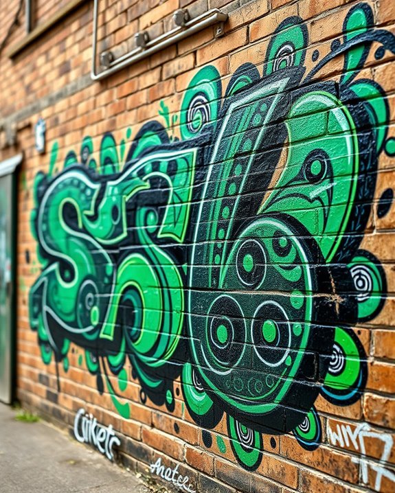 bold black and green graffiti