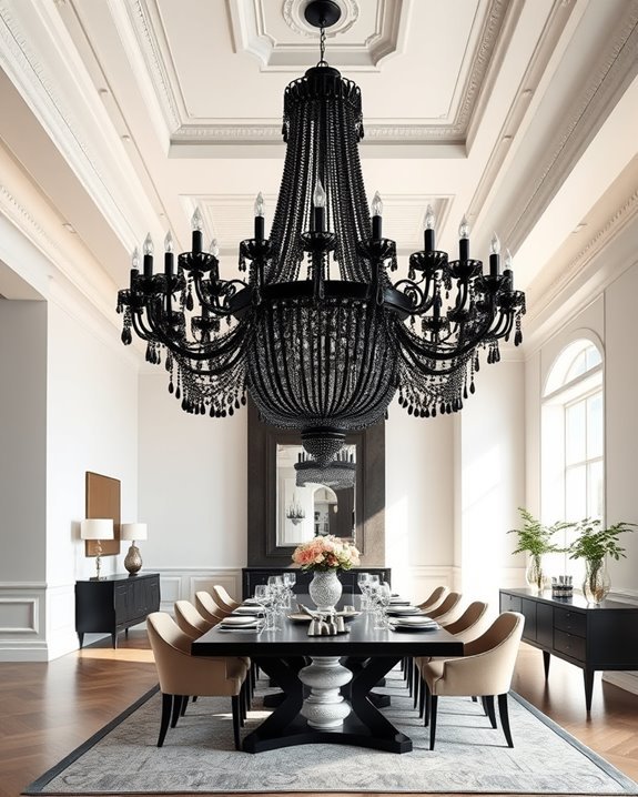 bold black chandelier centerpiece