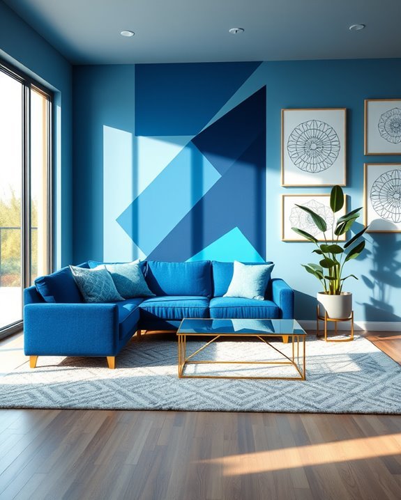 bold blue geometric decor