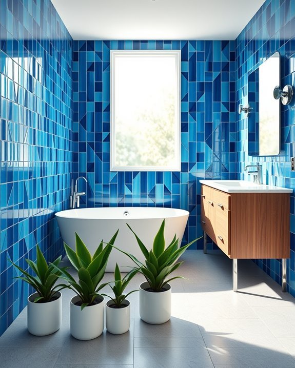bold blue geometric tiles