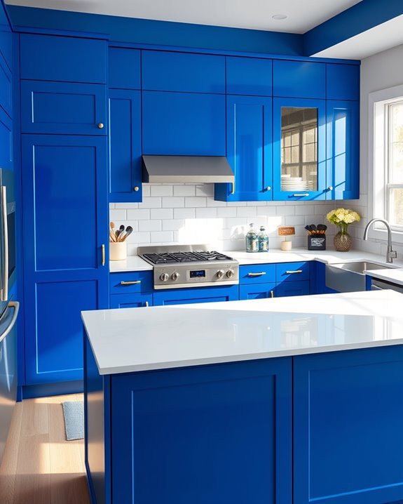 bold blue kitchen cabinets
