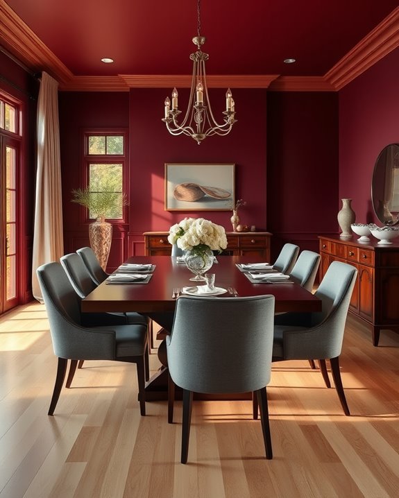 bold burgundy dining elegance