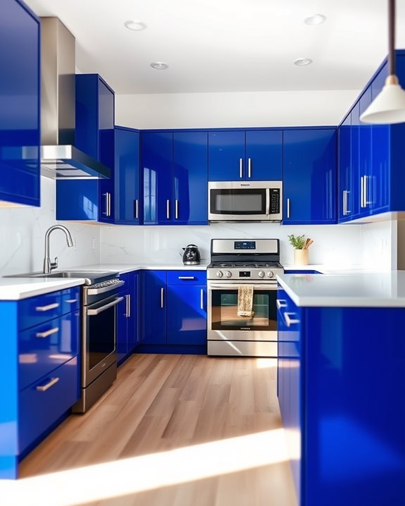 bold cobalt blue cabinets