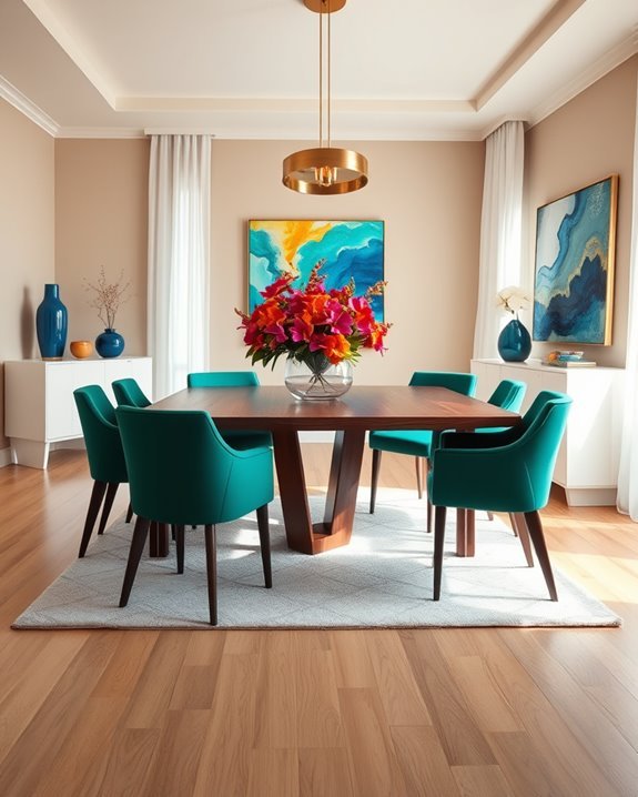 bold color dining accents