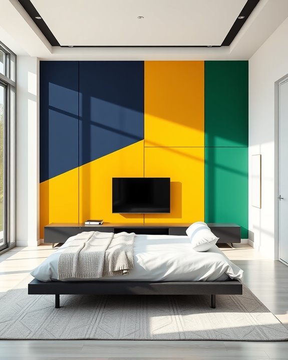 bold colorful tv wall