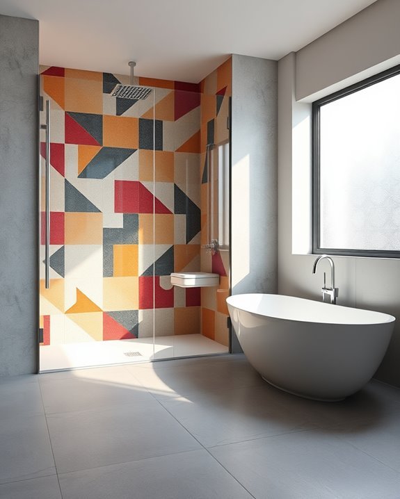 bold graphic shower tiles