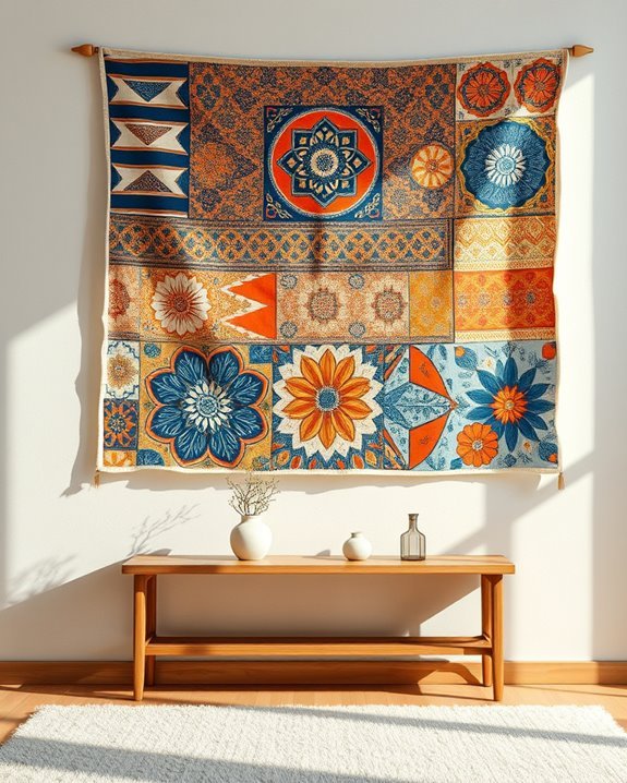 bold patterned fabric art