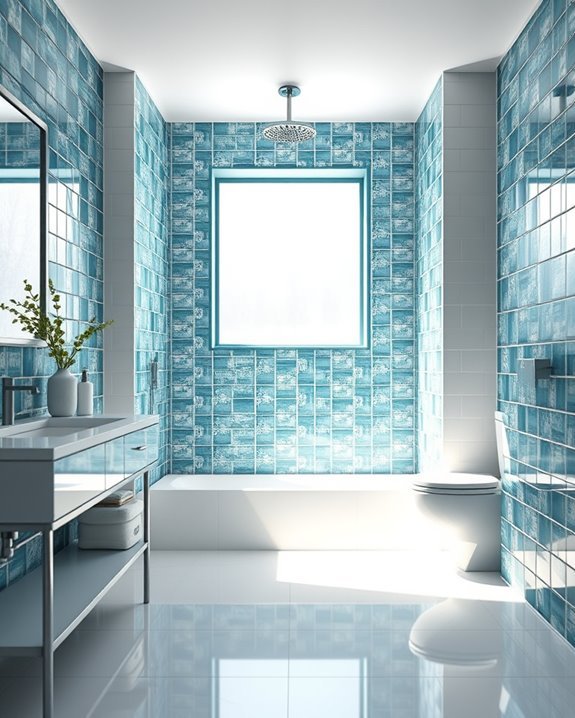 bold teal shower transformation