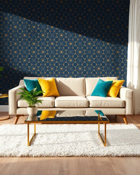 bold wallpaper complementary furniture
