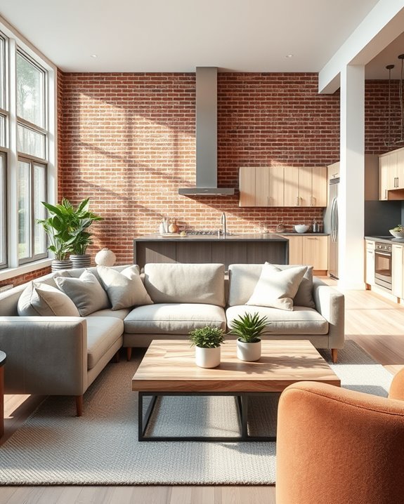 brick accents enhance openness
