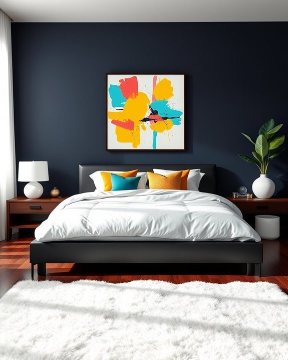 bright decor against dark furniture