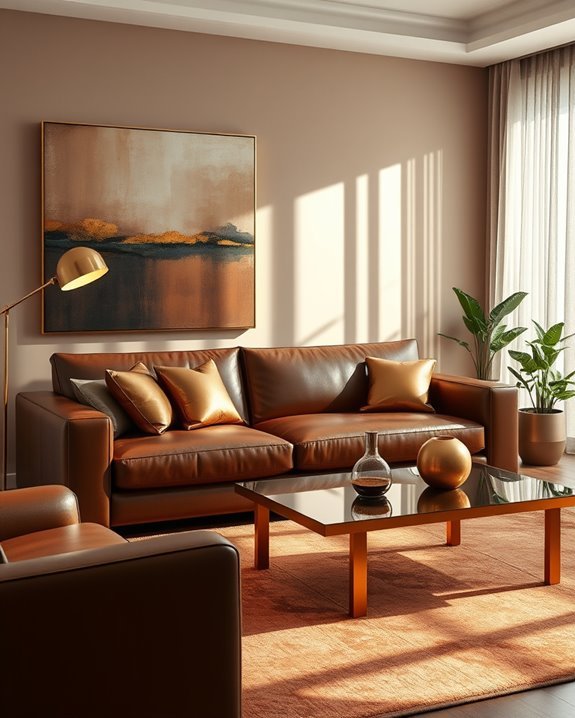 brown and metallic elegance