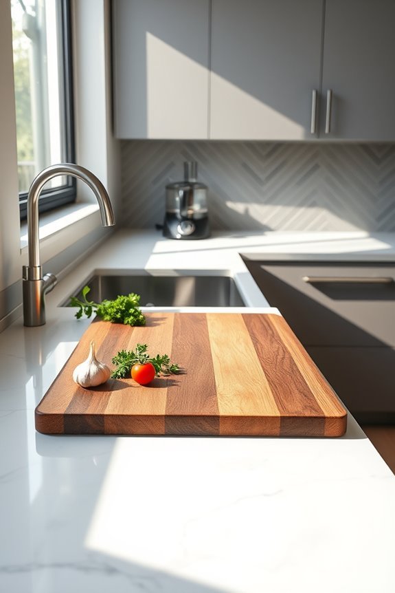 built in cutting board integration