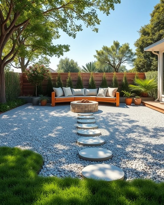 built in gravel patio seating
