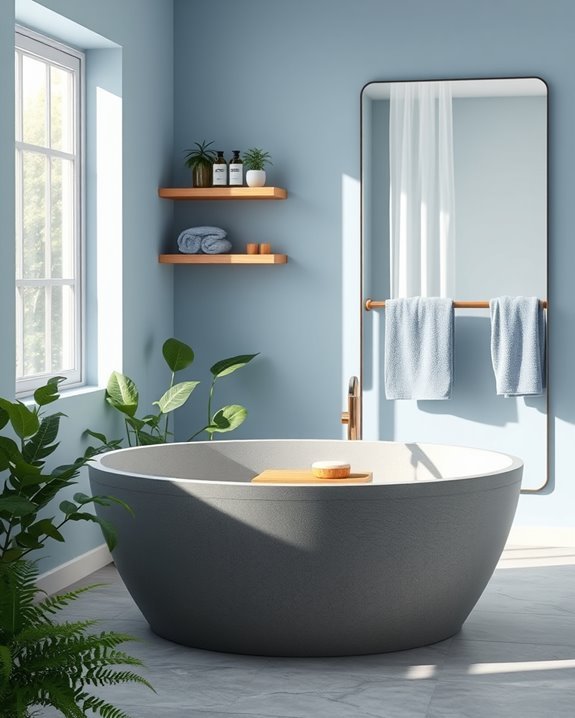 calming blue grey bathroom