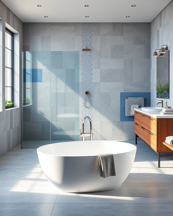 calming serene blue tiles