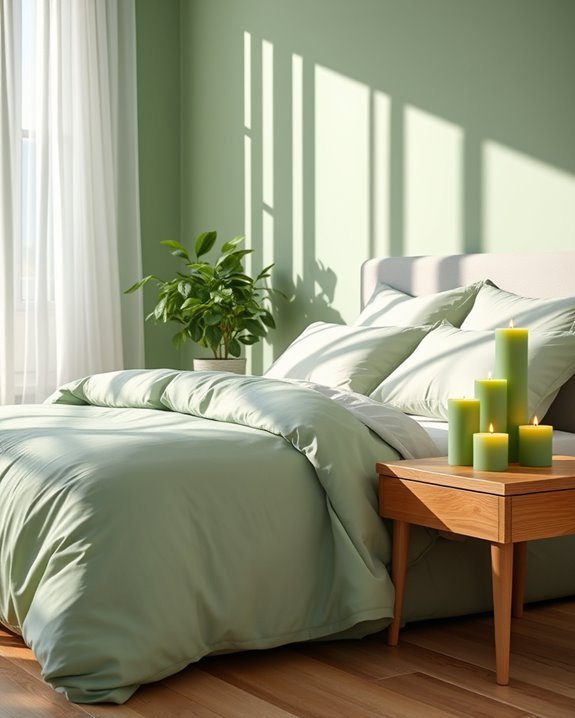 calming soft green candles