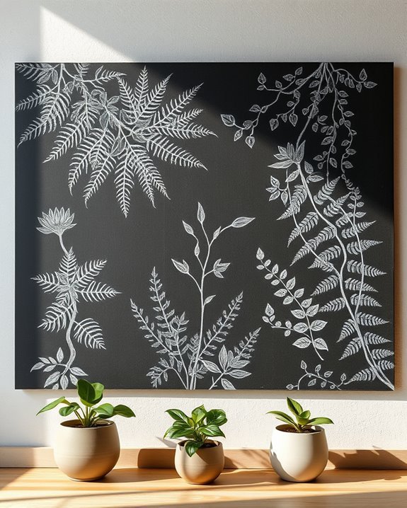 chalkboard art with plants