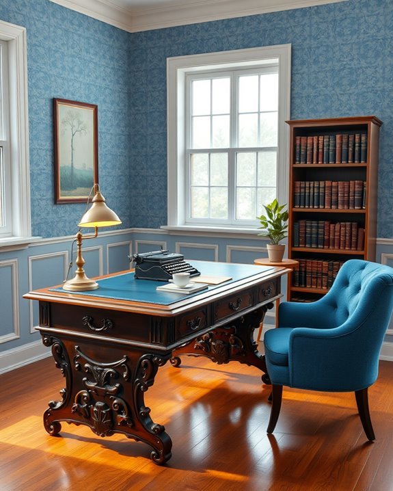 charming blue vintage workspace