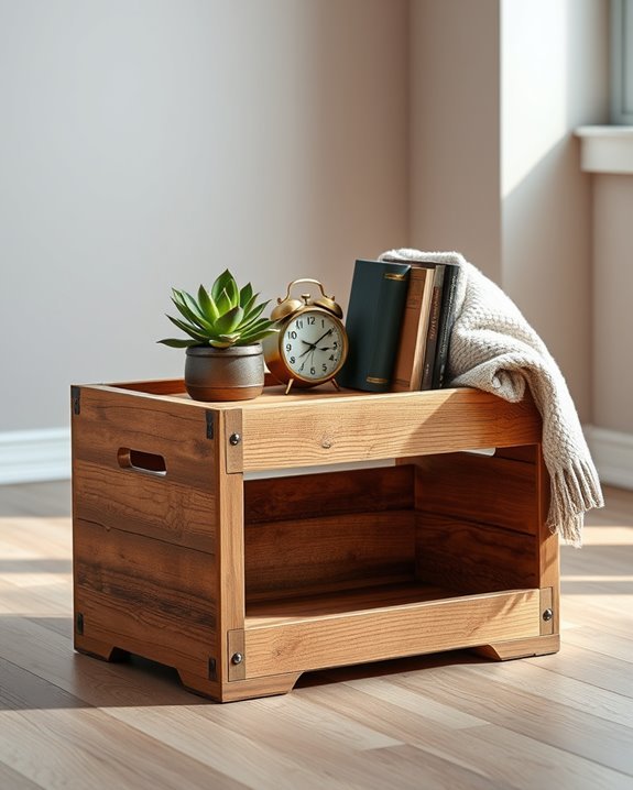 charming rustic wooden nightstand