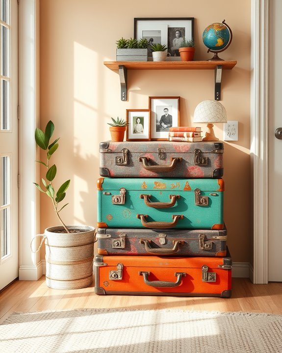 charming vintage suitcase storage