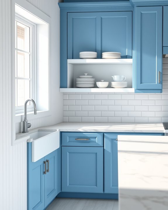charming white blue kitchen design