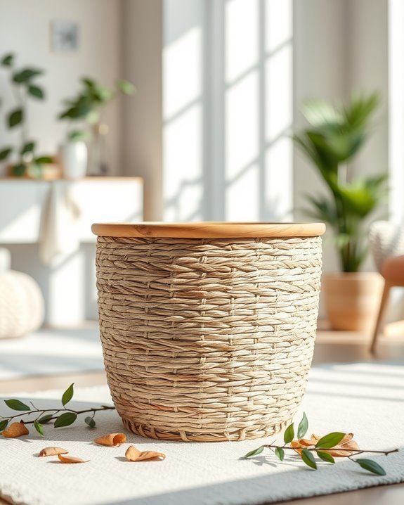 charming woven basket dustbin