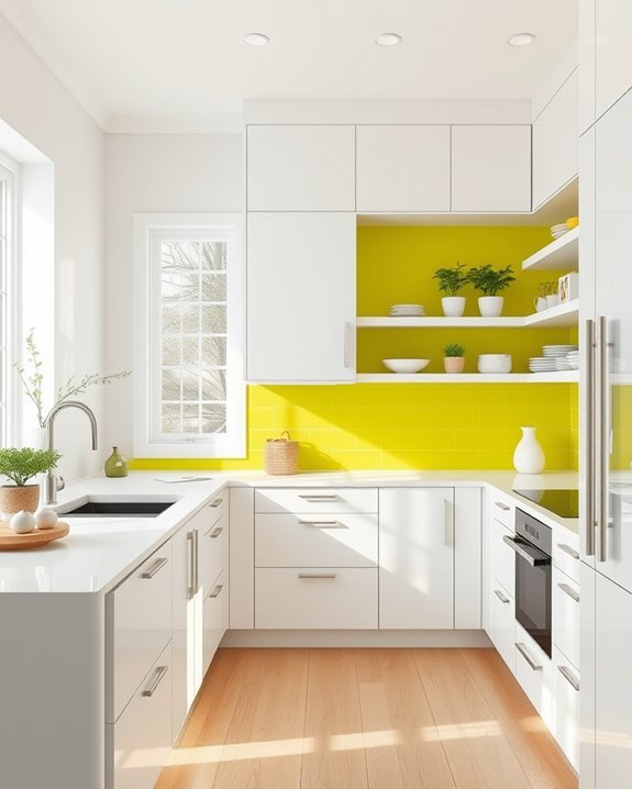 chartreuse accents energize kitchen