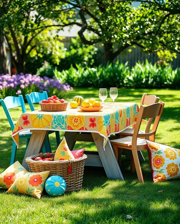 cheerful picnic with friends
