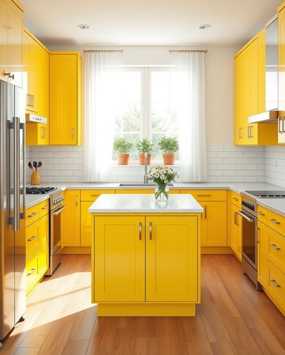 cheerful yellow kitchen cabinetry