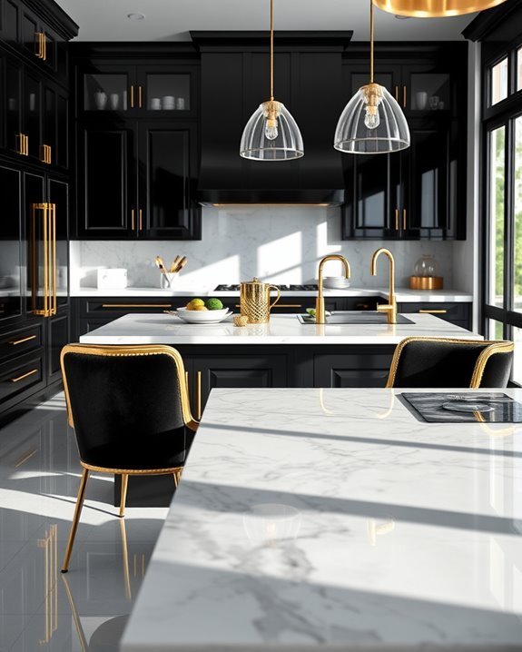 chic black and gold chairs