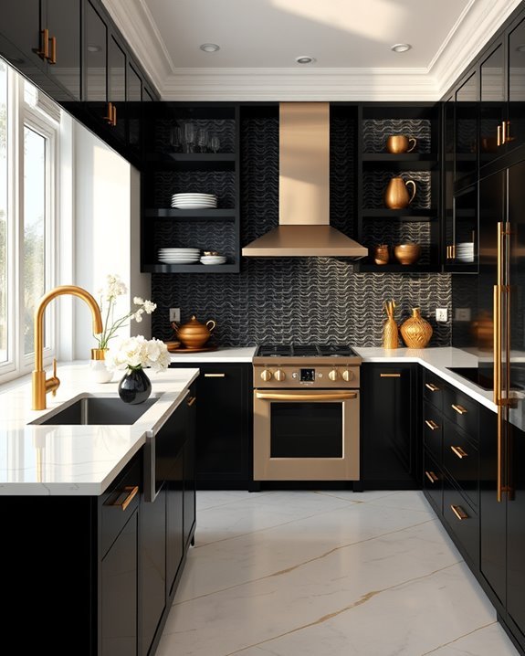 chic black and gold kitchen