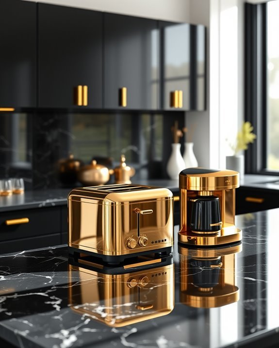 chic gold kitchen appliances